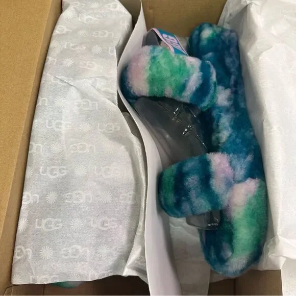New Ugg Oh Yeah Marble Slide Slipper Sandals Aquatic Blue - Picture 1 of 6